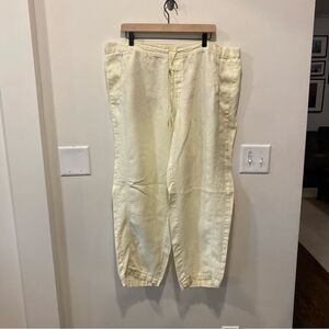 J. Jill love linen pants women’s size 2X Light Yellow Drawstring 100% linen